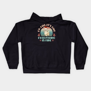 I'm fine.It's fine. Everything is fine.Merry Christmas  funny lama and Сhristmas garland Kids Hoodie